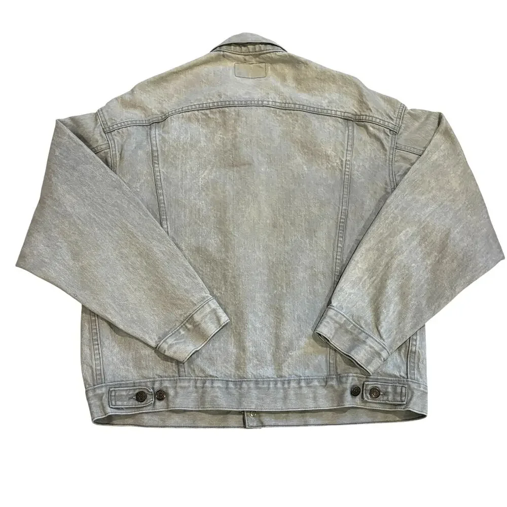 Vintage Levis Denim Trucker Jacket Mens Large Gray Acid Washed Grunge USA *READ*